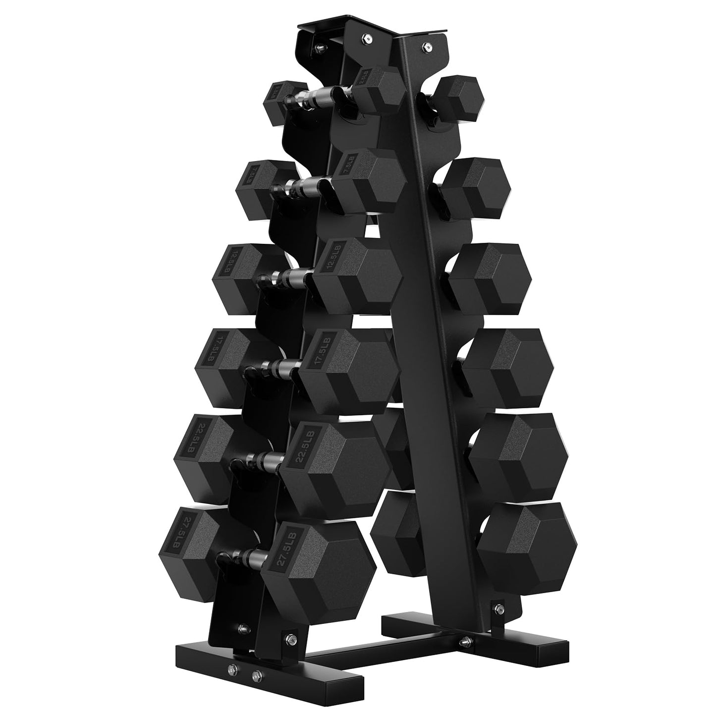 Hex Dumbbell Sets with Rack, 75-300 lb Rubber Encased Dumbbells for Strength Training, Exercise, and Fitness, Home Gym Weight Set with Rack