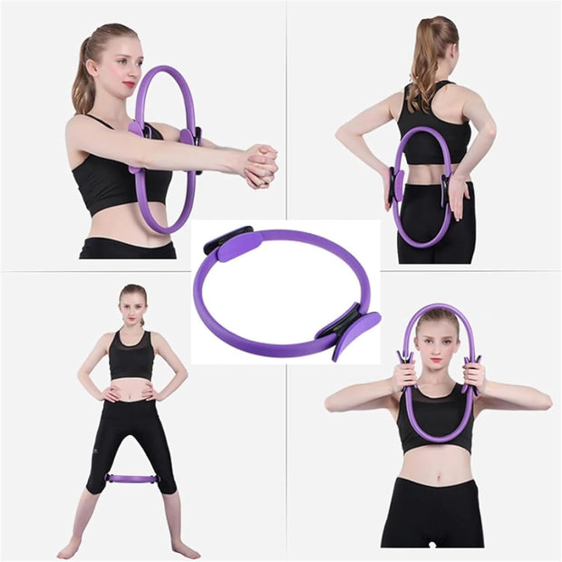 Pilates Ring Fitness Trainer, Pilates Ring Magic with Double Padded Handles, Pilates Ring Fitness Circle 14.96" Yoga Rings Magic Circle for Toning Arms
