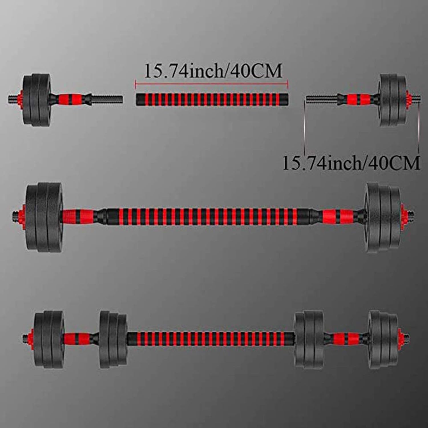 Dumbbell Bars Adjustable Dumbbell Weight Set Barbell Lifting - 2 x 15.74in Bars and 1 x 15.74in Connecting Rods for Gym Home