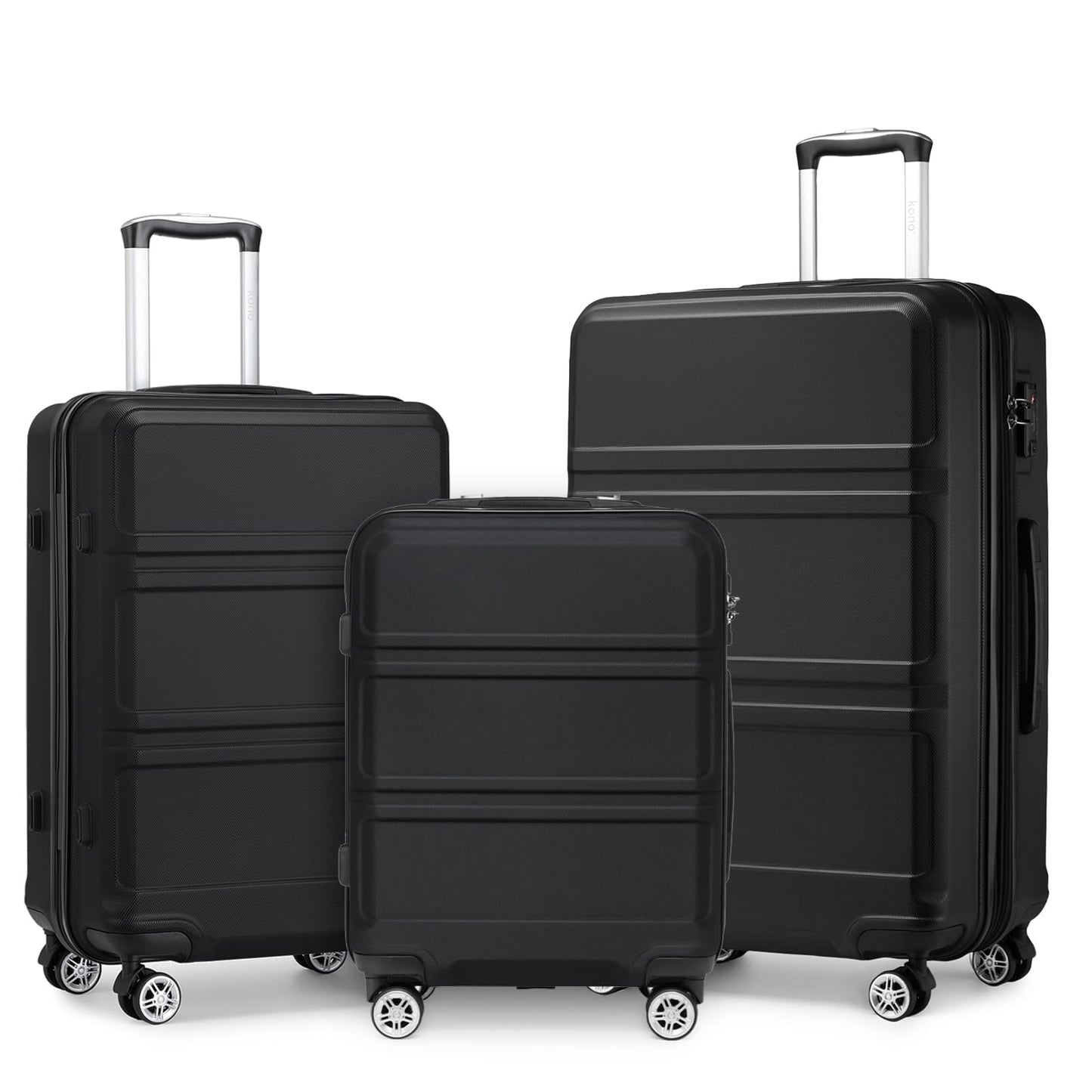 Kono 3 Piece Luggage Sets Expandable(only 28") Lightweight with Spinner Wheels TSA Lock Hardside Travel Rolling Suitcases 20in 24in 28in Carry on Pink