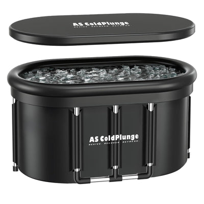 XXL Oval Ice Bath Tub for Cold Plunge, Portable Ice Pod with Lid, 148Gal Inflatable Cold Plunge Tub with 2 Drain Valves for Chiller Connection, Cold Therapy Recovery, Indoor Outdoor Use