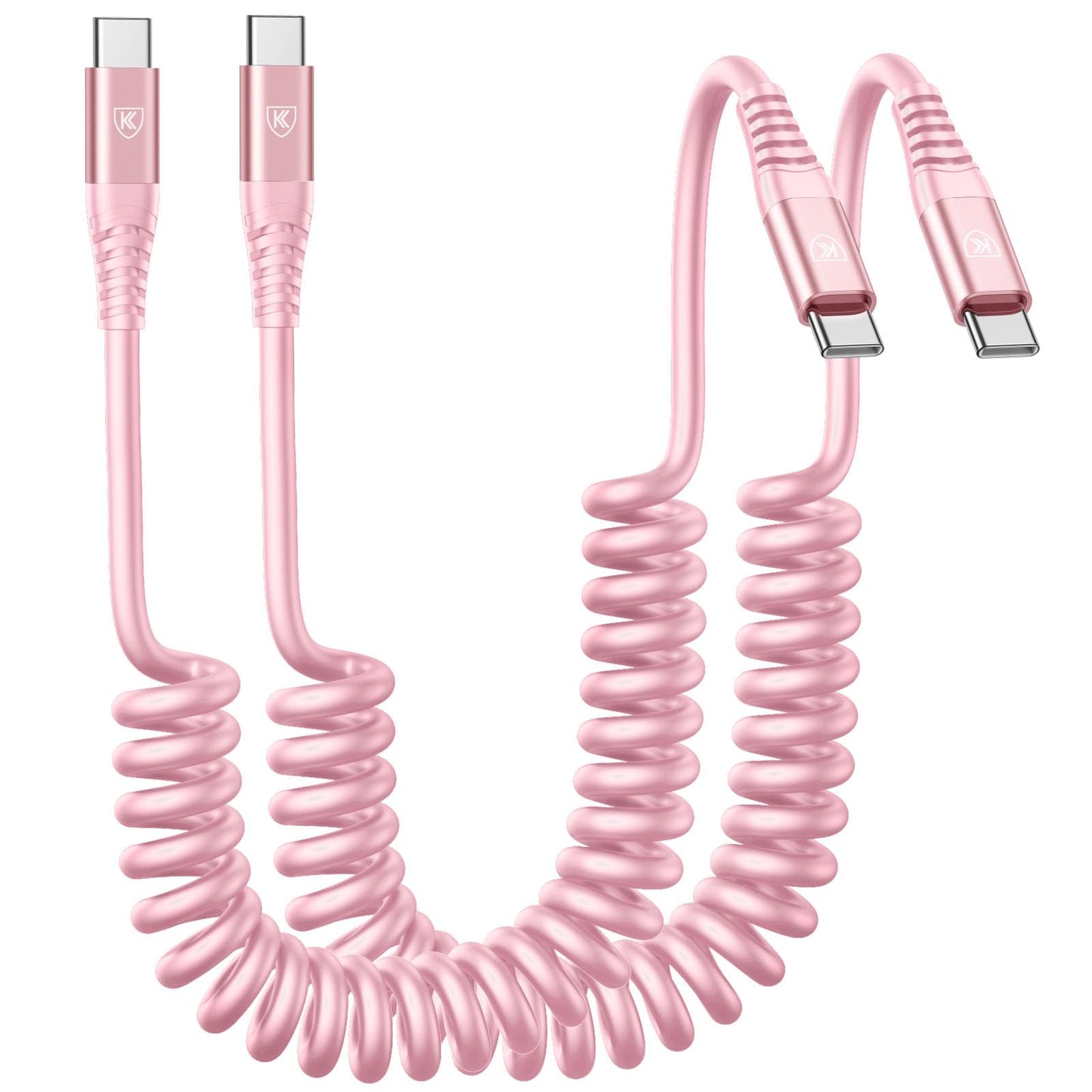 USB C to C Cable 3ft 2Pack Coiled USB C Charger Cable for Car Type C Fast Charging Cable for iPhone 16/15/Plus/Pro/Pro Max/Samsung Galaxy S23