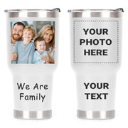 Personalized Tumbler with Picture Text, Custom Photo Coffee Tumbler 30oz Insulated Stainless Steel Custom Mug Cup Gift for Dad Mom Women Men Mothers Day Birthday Anniversary Christmas