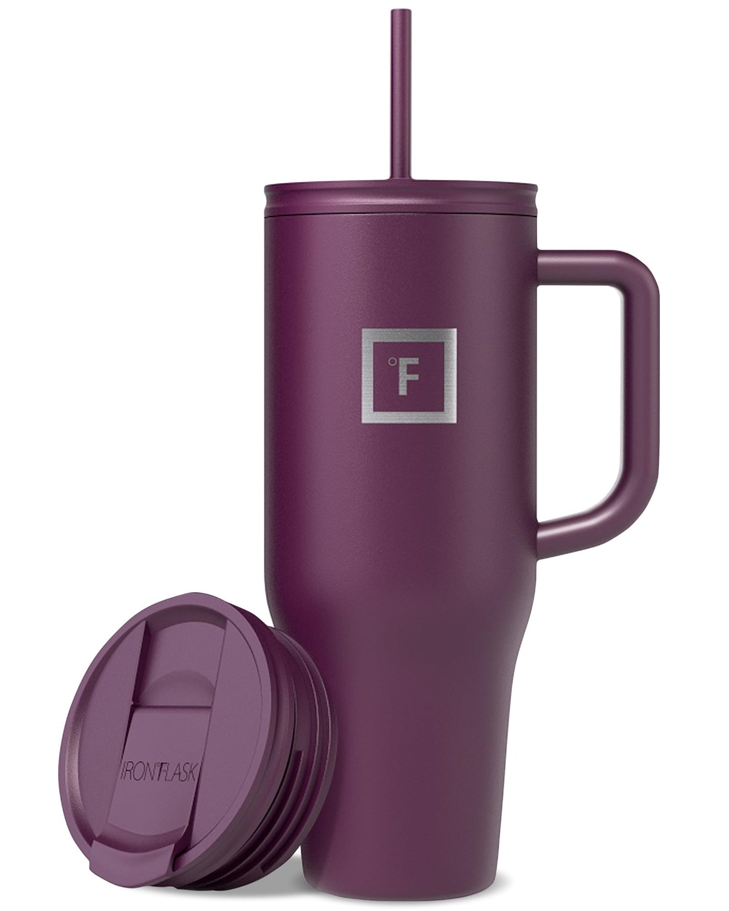 IRON °FLASK Co-Pilot Insulated Mug w/Straw & Flip Cap Lids - Cup Holder Bottle for Hot, Cold Drink - Leak-Proof - Water, Coffee Portable Travel Mug - Aurora, 32 Oz