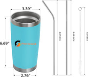 Personalized Custom Print in USA Tumbler 20oz Stainless Steel Double Wall Coffee Cup with Lid & Straw Insulated Tumbler with Colorful Text Logo Photo
