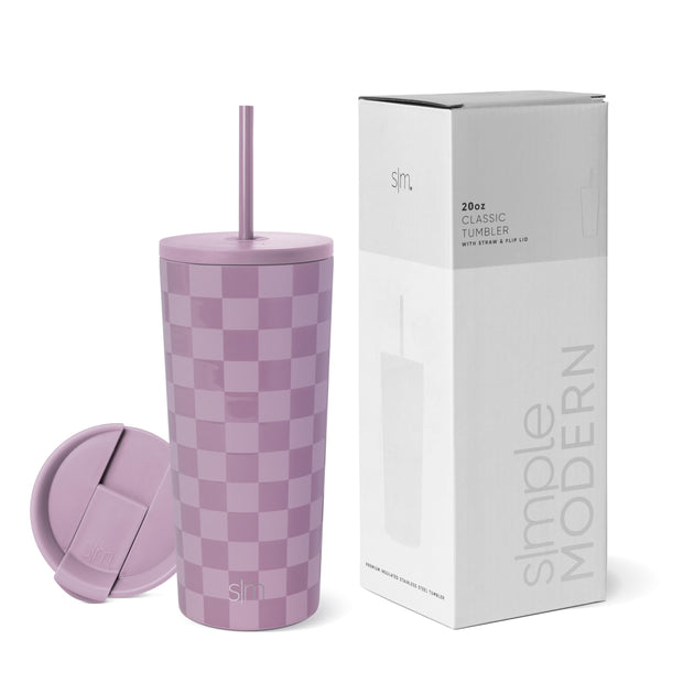 Simple Modern Insulated Tumbler with Lid and Straw | Iced Coffee Cup Reusable Stainless Steel Water Bottle Travel Mug | Gifts for Women Men Her Him | Classic Collection | 24oz | Midnight Black