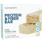 Wonderslim High Fiber Protein Bars, Fluffy S'more Crisp | 15g Protein, 8g Fiber | Low Sugar, Low Carb | Healthy Indulgence | Satisfying, Supports Energy & On-the-Go Convenience, 7 Pack
