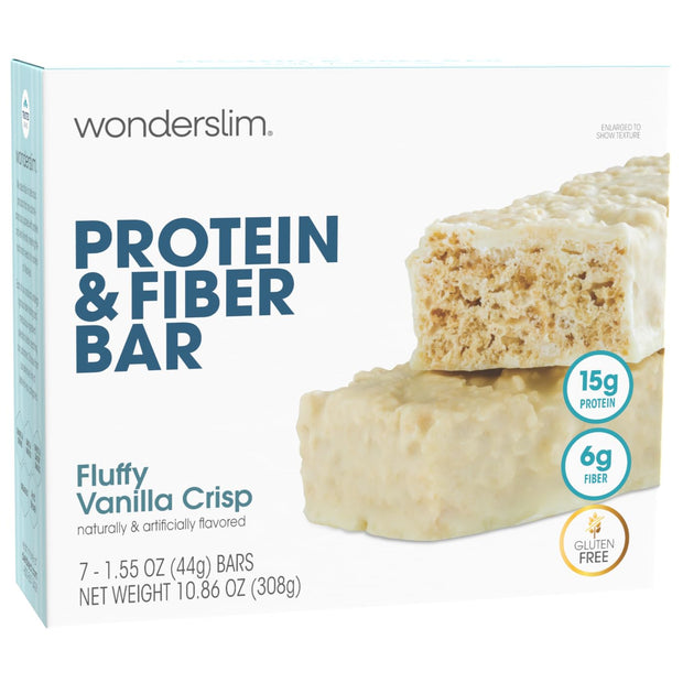 Wonderslim High Fiber Protein Bars, Fluffy Nutter | 15g Protein, 7g Fiber | Low Sugar, Low Carb | Healthy Indulgence | Satisfying, Supports Energy & On-the-Go Convenience, 7 Pack