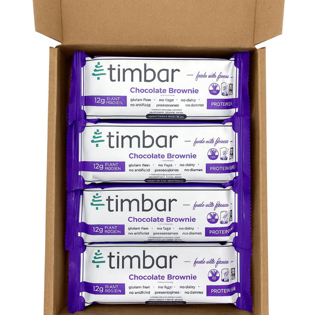 timbar Protein Bars 4 Pack | 12g Plant Based Protein & 9g Fiber Plant Based- Energy & Nut Bars | Gluten Free, Non-GMO, Dairy Free, Healthy On-the-Go Snack & Meal Replacement (4 Packs, Sampler Pack)