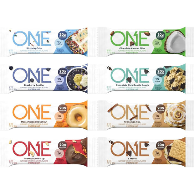 ONE Protein Bars, Chocolate Chip Cookie Dough, Gluten Free with 20g Protein and 1g Sugar, Pantry Staples, 2.12 oz (12 Count)