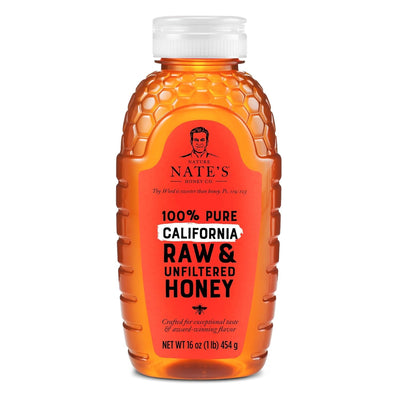 Nate's California 100% Pure, Raw & Unfiltered Honey - 16 oz. Squeeze Bottle - All-natural Sweetener