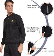 Sauna Suit for Men Sweat Jacket Sweating Shirt Long Sleeve Workout Suits Zipper Gym Exercise Fitness