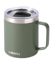 SUNWILL Travel Coffee Mug with Lid, Insulated Tumbler with Handle, 14 oz Stainless Steel Cup for Ice, Water, Tea, Rose Gold