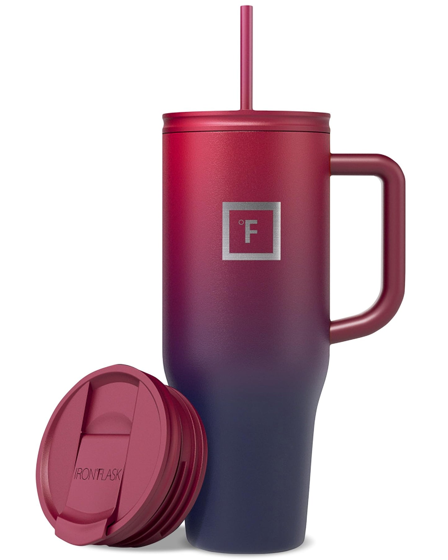 IRON °FLASK Co-Pilot Insulated Mug w/Straw & Flip Cap Lids - Cup Holder Bottle for Hot, Cold Drink - Leak-Proof - Water, Coffee Portable Travel Mug - Aurora, 32 Oz