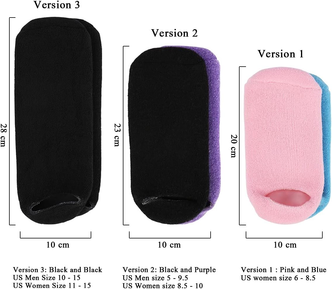 Large Men Moisturizing Gel Socks - 2 Pairs Foot Care Treatment for Dry Cracked Rough Skin - Spa Lotion Socks for Repairing US10-15