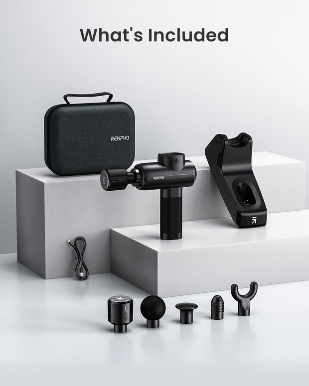 RENPHO Massage Gun Deep Tissue with Heat and Cold Head, Handheld Muscle Massager Therapy with Carry Case, Percussion Body Masajeador for Men Women Athletes Back Upgrade, Active Thermacool