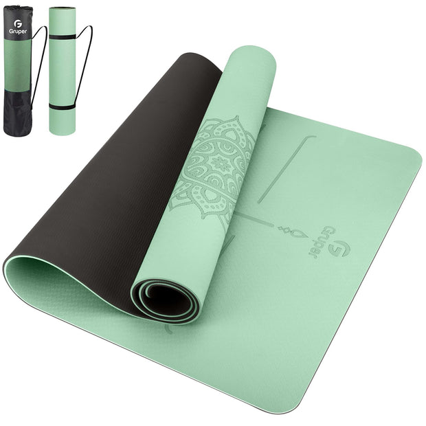 Yoga Mat Non Slip TPE Thick Yoga Mat with Alignment Mark, Large Size 72"L x 32"W x 0.32"Th or 0.24"Th, Anti-Tear Exercise & Fitness Mat for Yoga, Pilates & Floor Workouts