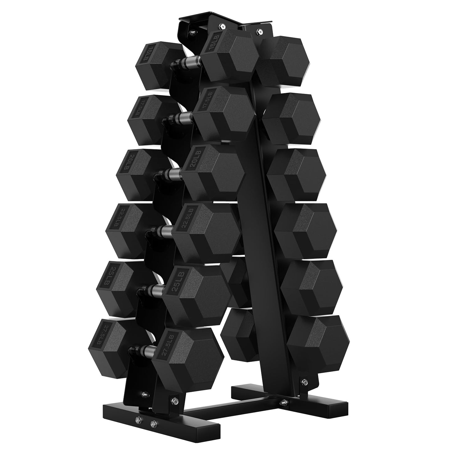 Hex Dumbbell Sets with Rack, 75-300 lb Rubber Encased Dumbbells for Strength Training, Exercise, and Fitness, Home Gym Weight Set with Rack