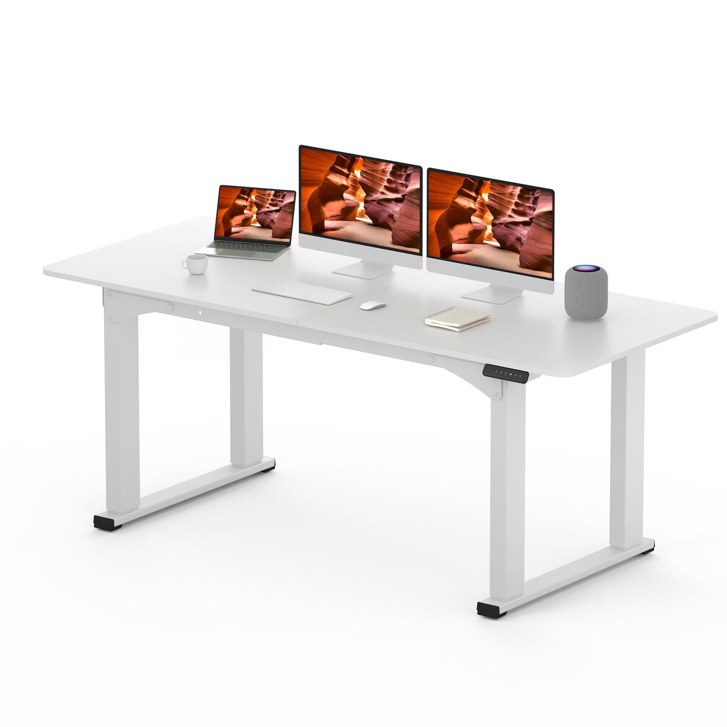 4 Legs Standing Desk, Large 79x31 Inches Electric Adjustable Height Desk with Splice Board, Stand Up Desk Home Office Computer Workstation, Black