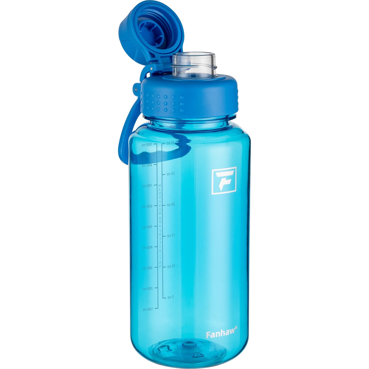 Fanhaw 32 oz Clear Water Bottle with Fast-Flow Spout Lid, BPA-Free Tritan, Wide Mouth, Leakproof, Reusable Bottle for Gym, School, Office, Travel (Clear&Black)