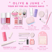 Olive & June Gel Mani System Set | Includes Nail Tools, Peel-Off & Gel Base Coats, Top Coat, LED Lamp, Cuticle Serum & The Poppy | Easy At-Home Mani Kit | 15-Free, Vegan, Cruelty-Free