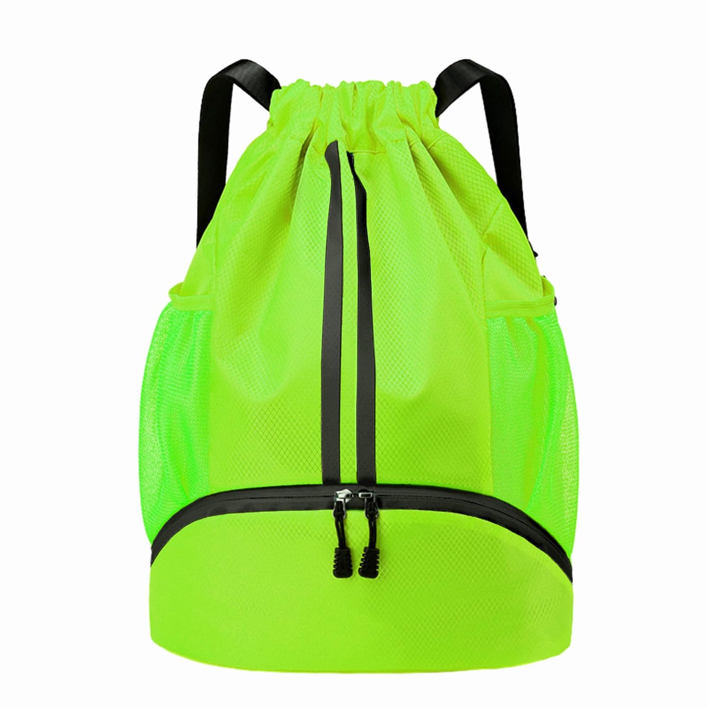 Hoedia Sports Drawstring Backpack - String Swim Gym Bag with Shoes Compartment and Wet Proof Pocket for Women&Men