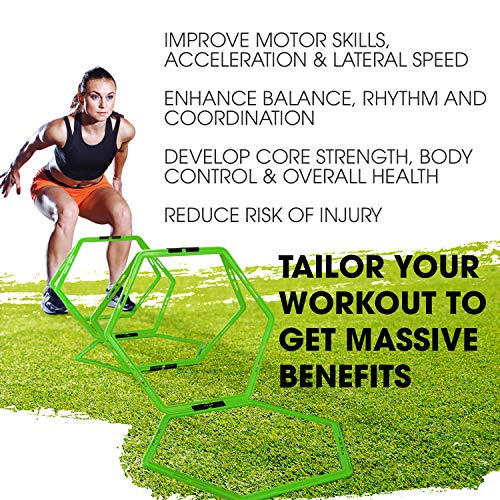 Yes4All Hex Agility Rings/Speed Rings with Carrying Bag – Hexagon Rings, Agility Hurdles for Agility Footwork Training