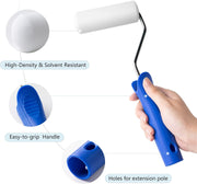 Mister Rui Foam Paint Roller, 8 Pack 4 Inch Paint Roller Kit, Complete 4" Mini Paint Roller Kit with Small Foam Paint Roller Covers, Frame, Tray and Liner for Professional Painting Results