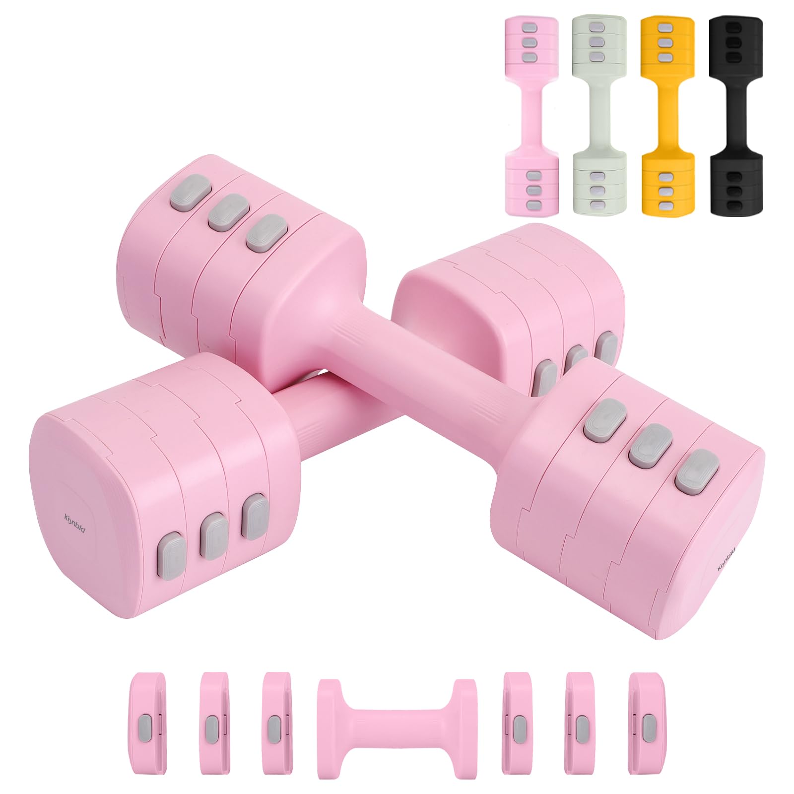 Adjustable Dumbbell Set of 2, 4 in 1 Free Weights Dumbbells Set for Women with Fast Adjustment, Each 2lb 3lb 4lb 5lb Hand Weights Set for Home Gym & Outdoor Exercise Training
