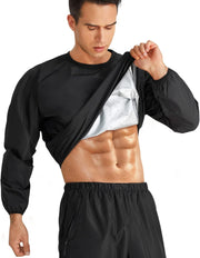 Sauna Suit for Men Heats Sauna Sweat Shirt Non Rip Boxing Sweat Suits Weight Loss Gym Tops Sauna Pants