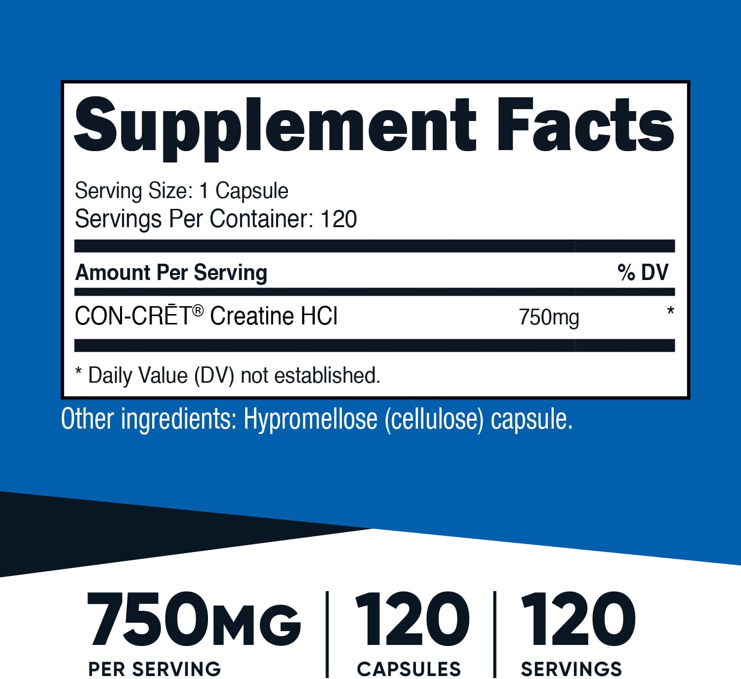 Nutricost Creatine HCl 120 Capsules - Made with CON-CRET Creatine, 750 MG Per Capsule