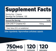 Nutricost Creatine HCl 120 Capsules - Made with CON-CRET Creatine, 750 MG Per Capsule