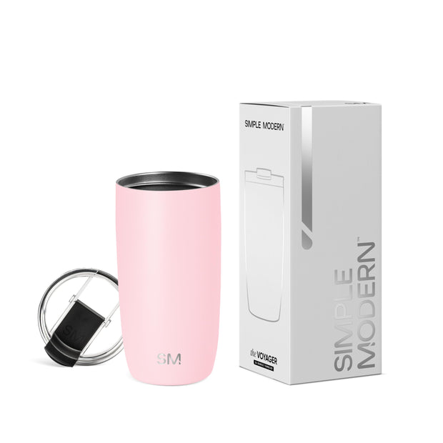 Simple Modern Travel Coffee Mug Tumbler with Flip Lid | Reusable Insulated Stainless Steel Cold Brew Iced Coffee Cup Thermos | Gifts for Women Men Him Her | Voyager Collection | 12oz | Almond Birch