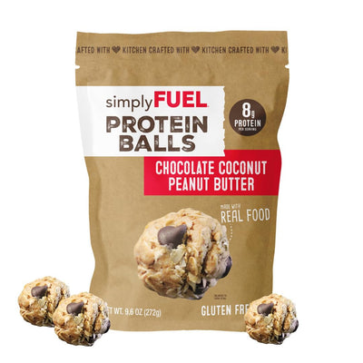 simplyFUEL Whole Food Protein Balls with Probiotics - Chocolate Coconut Peanut Butter Snacks - 8g Protein Snack - Gluten Free Energy Balls