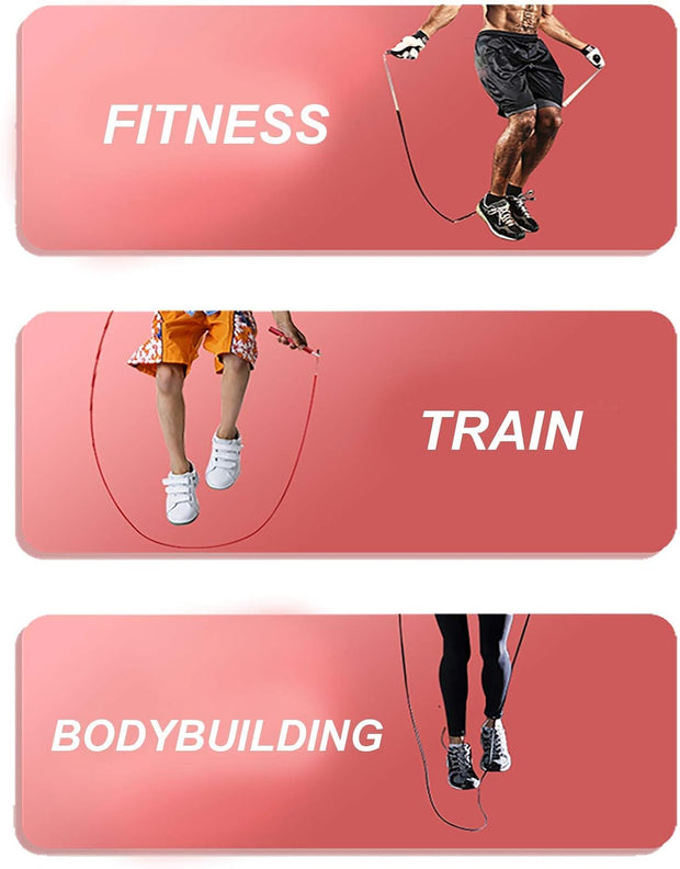 Speed Jump Rope - 360° Swivel Ball Bearing - Adjustable steel coated rope-Aluminum Anti Skipping Handle -Fitness Training Boxing Sports Exercises -Suitable for Kids and Adults