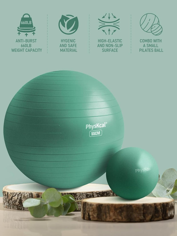 Yoga Ball for Exercise, Pilates Set, 4 Sizes Fitness Ball for Workout, Birthing, Pregnancy, Physical Therapy- Pump Included