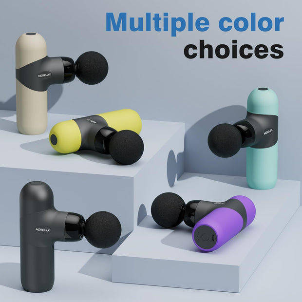 Mini Massage Gun, Percussion Muscle Massager for Back Pain Relief, Compact Sports Travel Massage Gun with 6 Massage Heads 4 Speeds, Gift for Her, Home, Athletes