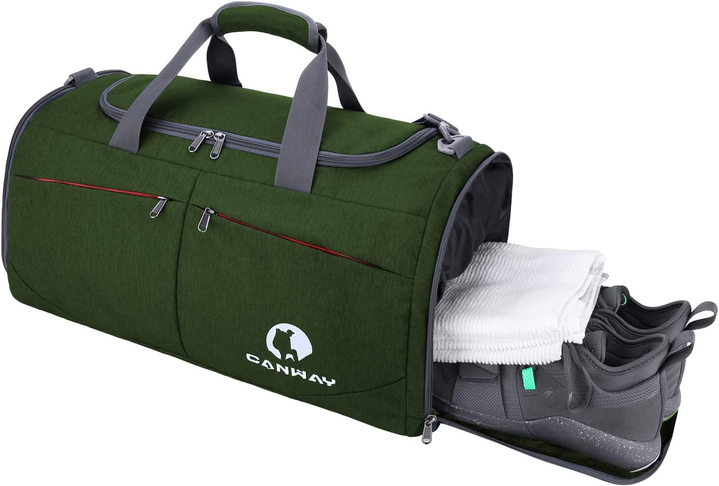 Canway Sports Gym Bag, Travel Duffel bag with Wet Pocket & Shoes Compartment for men women, 45L, Lightweight