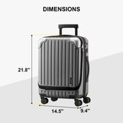 LEVEL8 Grace Carry On Luggage, 20 Inch Hardside Suitcase, Abs+Pc Harshell Spinner Luggage with Tsa Lock, Spinner Wheels, Grey, 20-Inch Carry-On
