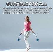 Jump Rope Ropeless Skipping Rope for Fitness Training Exercise, Adjustable Weighted Cordless Jump Rope for Men Women Kids