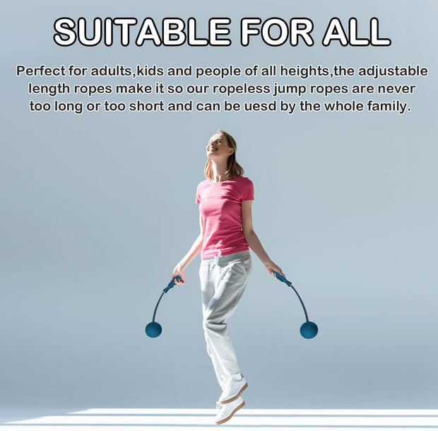Jump Rope Ropeless Skipping Rope for Fitness Training Exercise, Adjustable Weighted Cordless Jump Rope for Men Women Kids