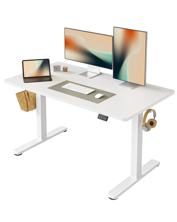 FEZIBO 44 x 24 Inches Standing Desk, Height Adjustable Electric Standing Desk, Stand up Table, Sit Stand Home Office Desk with Splice Board, Light Rustic Brown