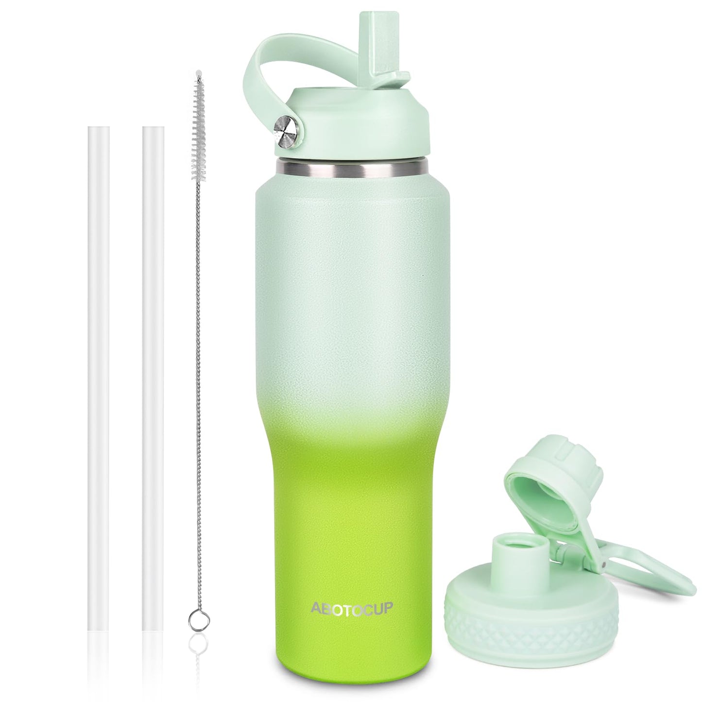 32oz Black Water Bottle Stainless Steel, Keep Cold 24H&Hot 12H, Water Bottle with Straw&Spout Lids, Insulated Water Bottle Double Wall Vacuum, Fit in Any Car Cup Holder, Leak-proof BPA Free