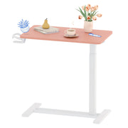 FLEXISPOT H7 Adjustable Overbed Bedside Table with Wheels Pneumatic Mobile Standing Desk Laptop Desk Rolling Computer Cart Movable Overbed Table Hospital Home Use(27.6" W x 15.7" D, White)