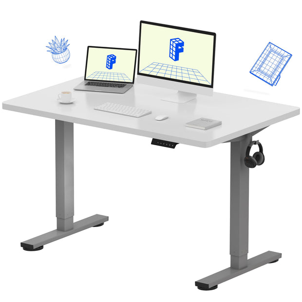 FLEXISPOT EN1 Whole-Piece Standing Desk, 48 x 24 Inches Height Adjustable Desk Stand up Desk Home Office Table for Computer Laptop (White Frame + Maple Desktop)