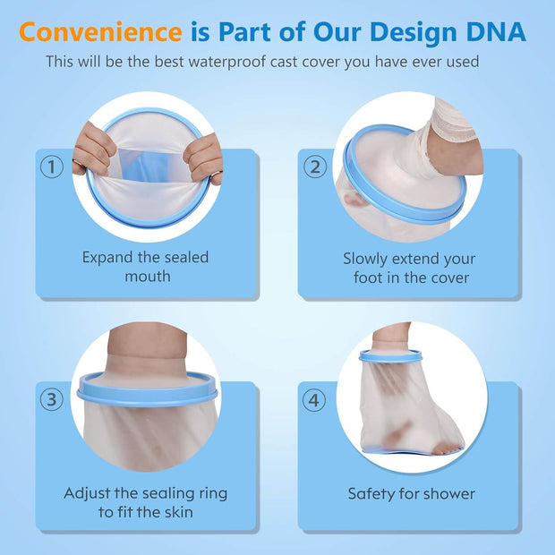 100% Waterproof Extra Wide Leg Cast Cover for Shower with Non-Slip Bottom Reusable Shower Boots Protector for Adult Leg Ankle Foot After Surgery Bandage Dressing Wound Immobilizer/Brace, Walking Boots