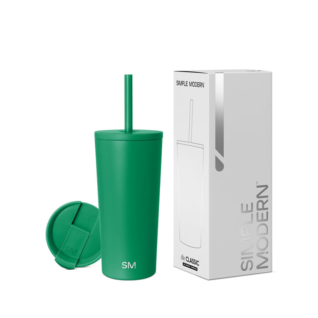 Simple Modern Insulated Tumbler with Lid and Straw | Iced Coffee Cup Reusable Stainless Steel Water Bottle Travel Mug | Gifts for Women Men Her Him | Classic Collection | 24oz | Midnight Black