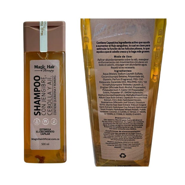 Magic Hair KIT (2 PACK) Shampoo de Cebolla con Aji y Acondicionador de Jengibre y Aji