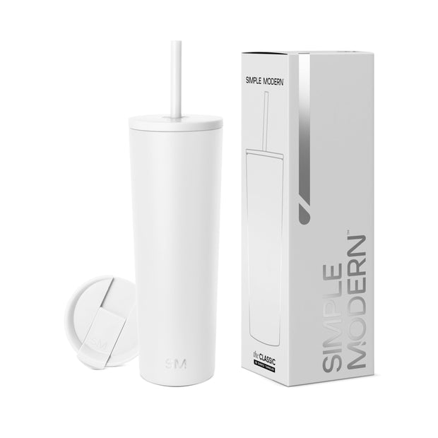 Simple Modern Insulated Tumbler with Lid and Straw | Iced Coffee Cup Reusable Stainless Steel Water Bottle Travel Mug | Gifts for Women Men Her Him | Classic Collection | 24oz | Midnight Black