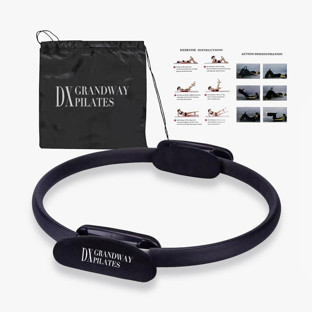 Premium Pilates Ring Fitness Circle - Lightweight Durable Foam Padded Handles, Flexible Resistance Exercise Equipment for Toning Arms, Thighs, Legs & Core